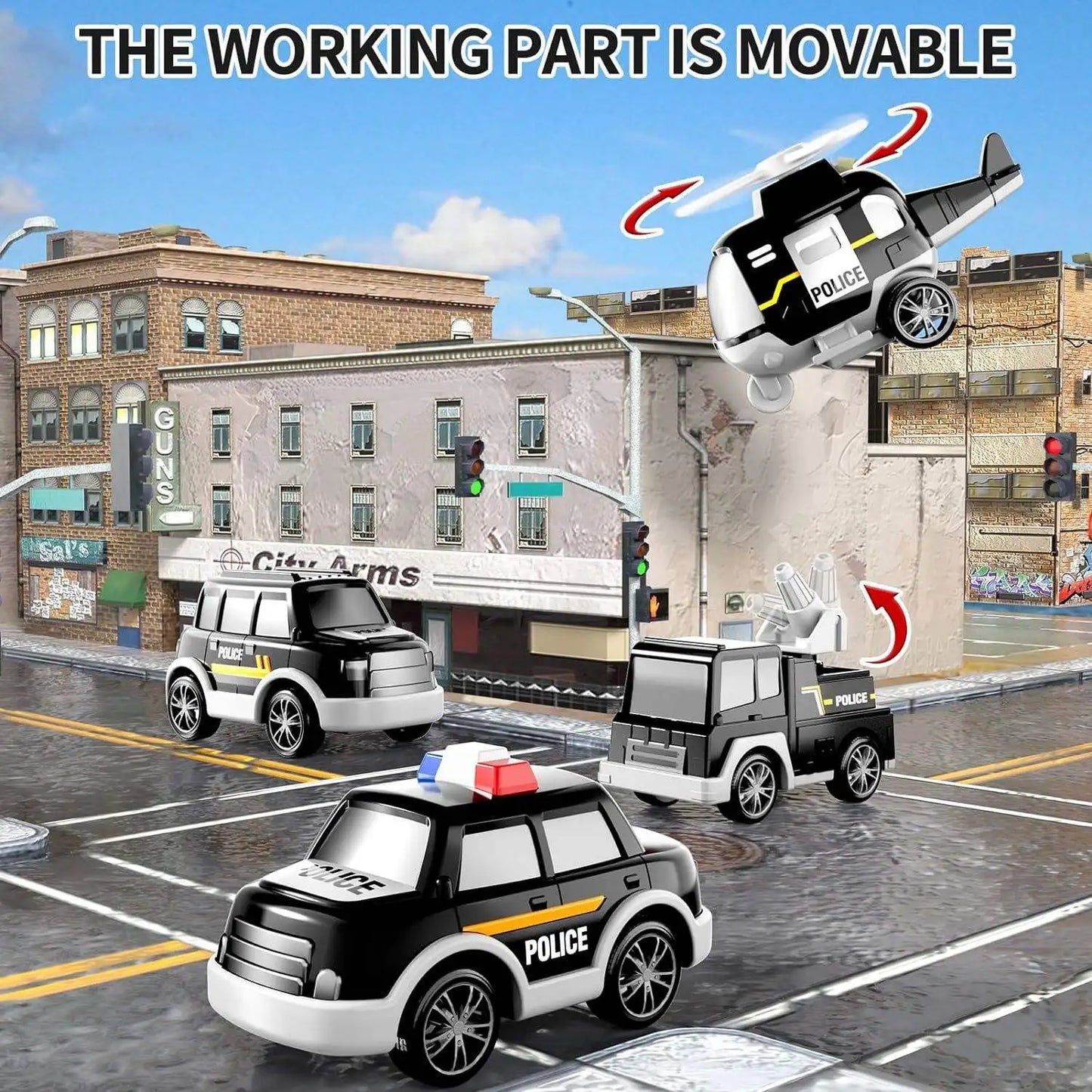 5-in-1 Engineering Vehicle, Lighting and Music Transport Vehicle, Inertia Fire Truck, Container Car, Children's Toy