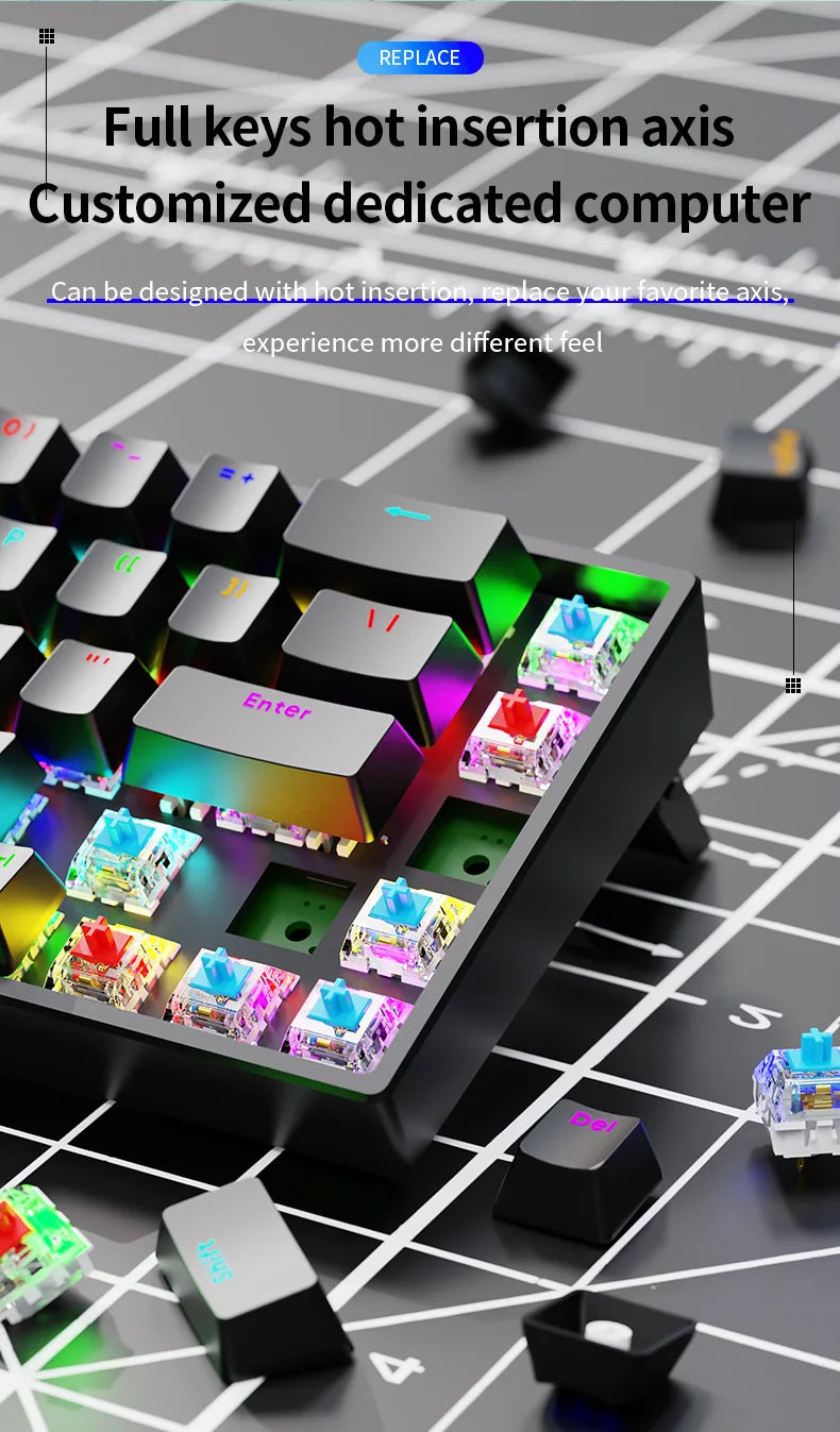 Luminous Mechanical Gaming Keyboard 68 Keys Wired Desktop & Laptop Blue & Red Switches