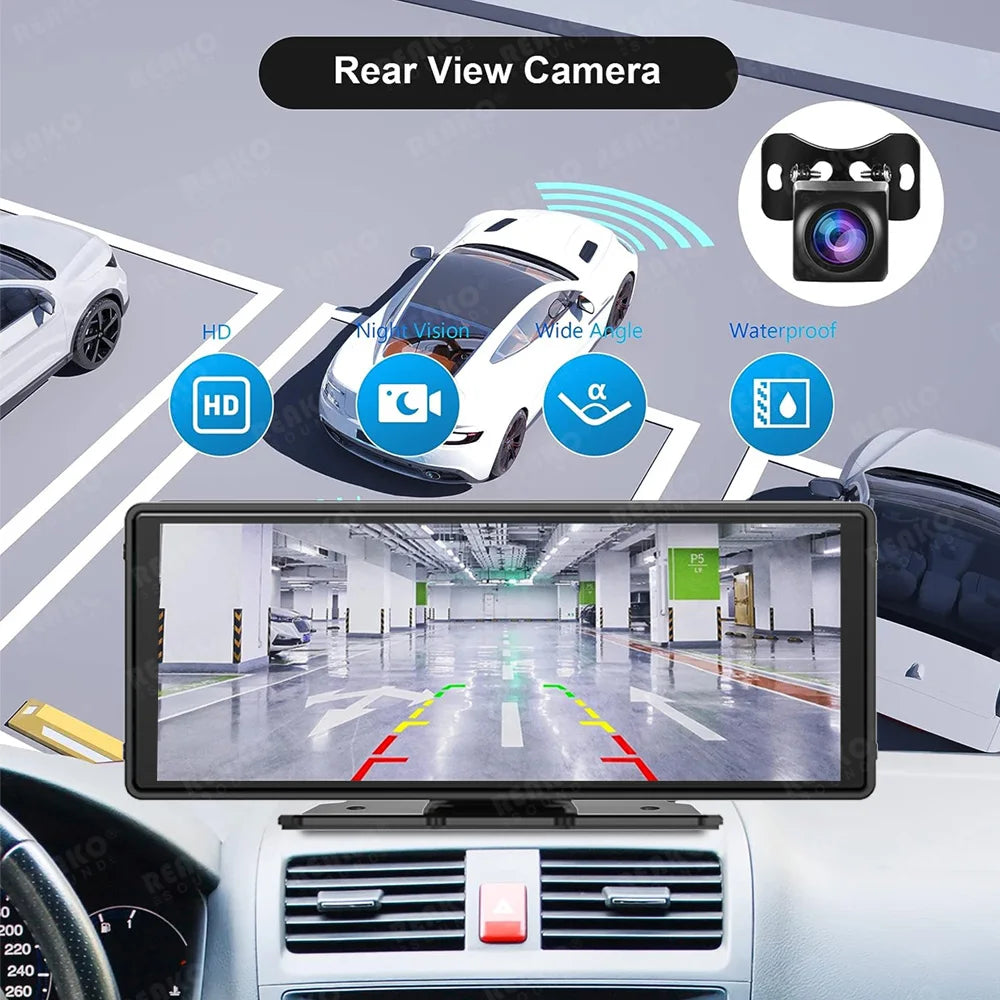 Universal Portable 10.26 Inch Car Stereo Carplay DVR Car Stereo  DVD Degree Rotation Player Car Radio