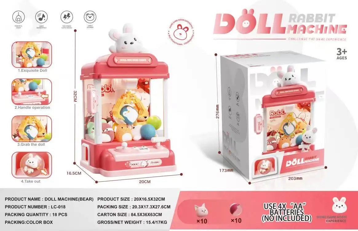 Children Grasp Doll Machine Toy Mini Electronic Clawing Doll Machine Household Electric Pinch Small Doll Twisted Egg Machine Toy