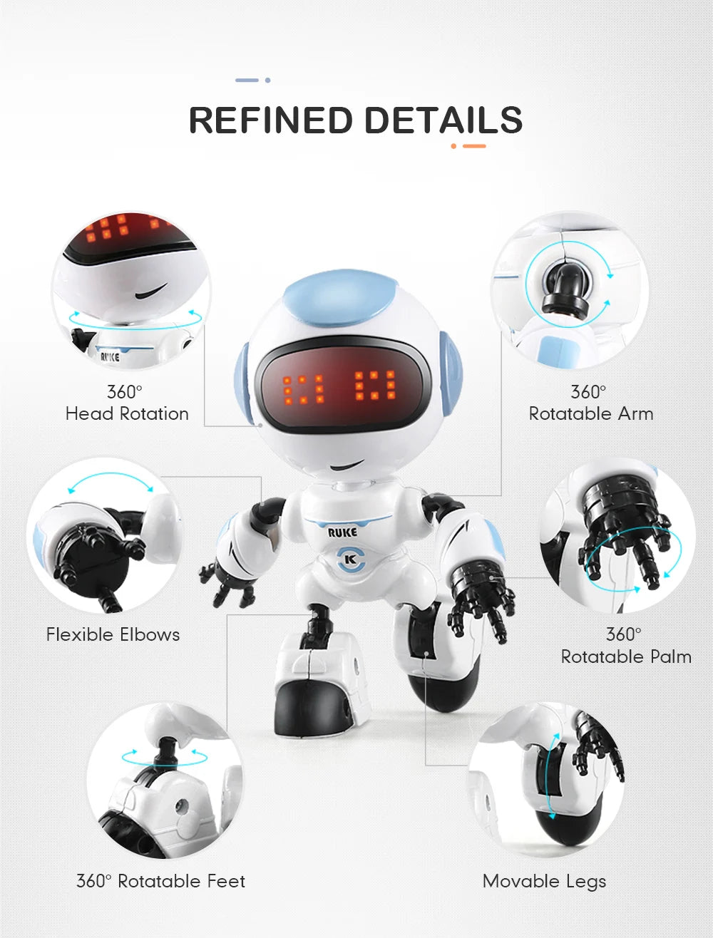 Hot Sale JJRC R9 RC Robot Ruby Touch Control DIY Gesture Mini Smart Robot Wholesales Cute Dancing Toy for Kids Gifts