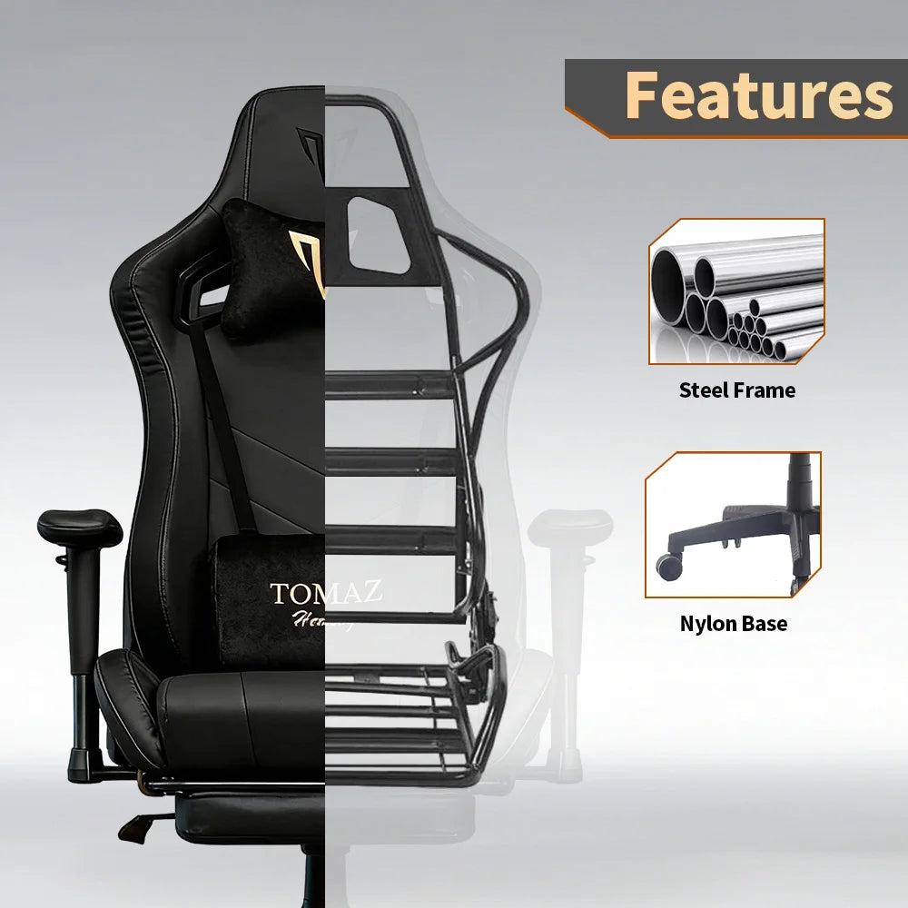 Tomaz High Quality Customized Brown Ergonomic Computer Desk Reclining Gamer Seat Height Adjustment Feature for Computer Gaming