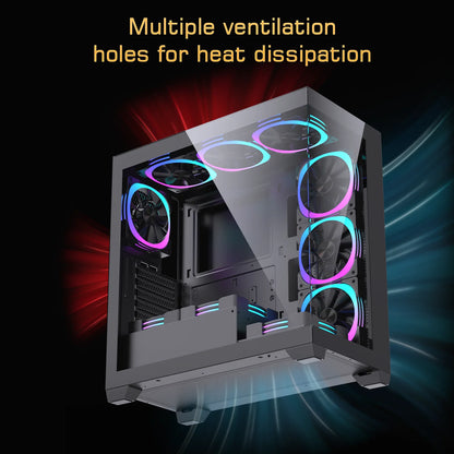 Factory OEM Custom Computer PC Case Game CPU Case Gaming ATX Motherboard with RGB Fan Cabinet Colorful PC Chassis Towers Cooler