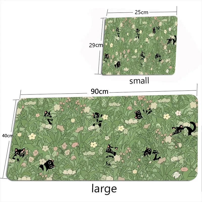 Kawaii Black Cat Mousepad Xxl PC Gaming Mouse Pads Gamer Mats Teclado Pad Mat Laptop Office Carpet 900X400