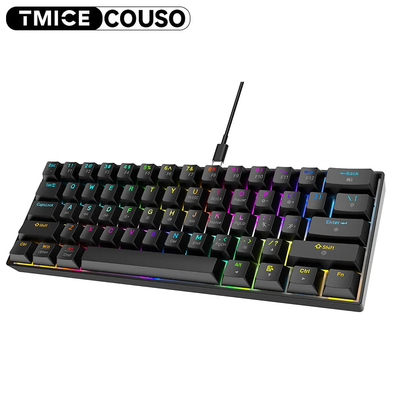 61 Key Ultra-Compact Mini 60% Gaming Keyboard Blue Switch Ergonomic Office Computer Keyboard for PC Laptop Mechanical Keyboard