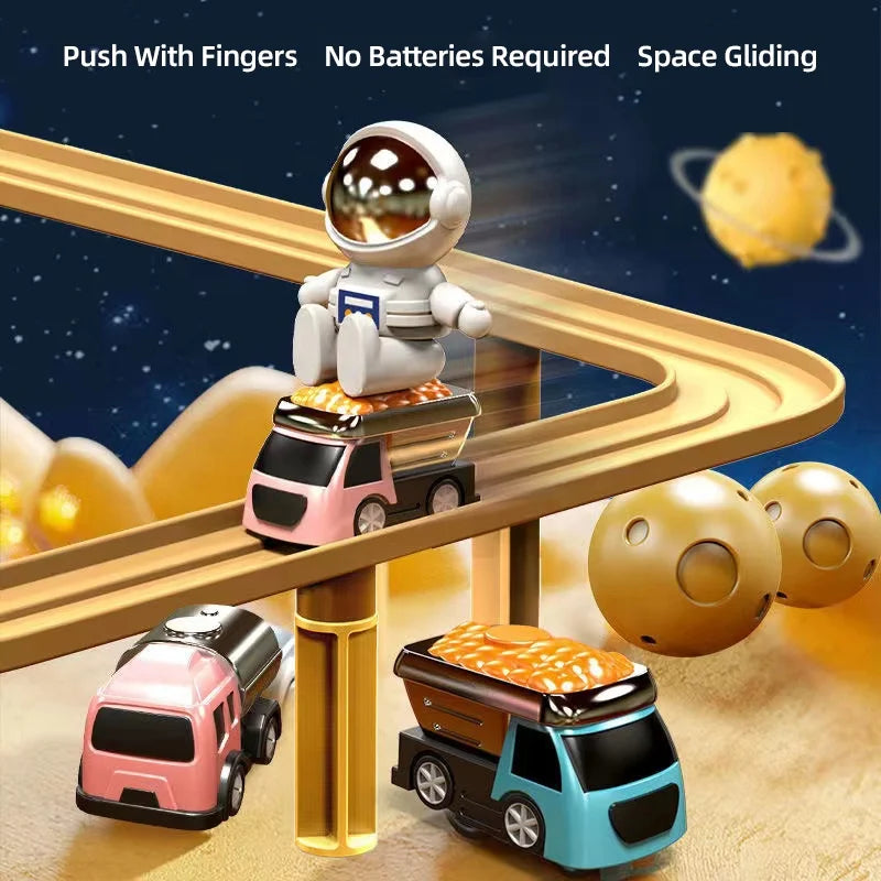 Children's Puzzle Car Adventure Game Track Parking Toy Car Set Astronaut Orbital Glide Car Toy Cosmic Adventure Educational Toys