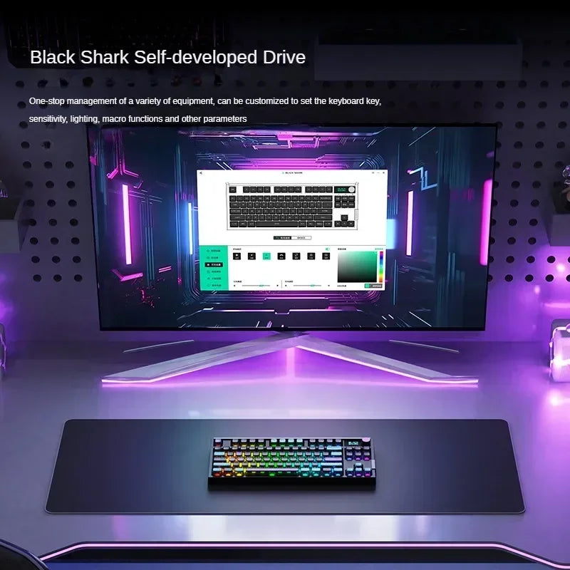 PC Gift Tri Mode 0.1RT Inductance Switch Custom Gaming Keyboard RGB 84 Keys Black Shark Magnetic Switch Mechanical Keyboard