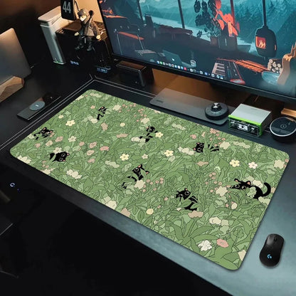 Kawaii Black Cat Mousepad Xxl PC Gaming Mouse Pads Gamer Mats Teclado Pad Mat Laptop Office Carpet 900X400