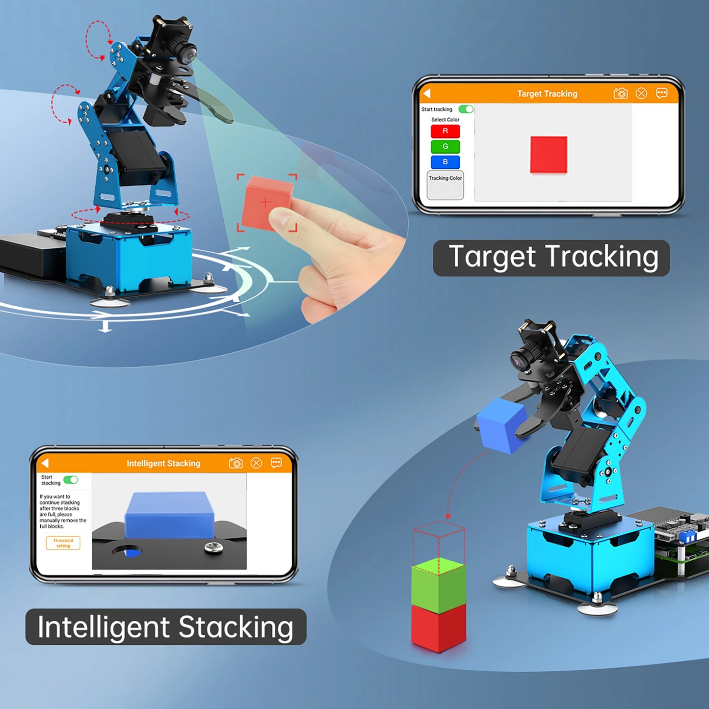 Smart AI Vision Robot Arm ArmPi Mini Powered by Raspberry Pi for Recognition, Tacking and Sorting