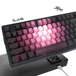 Zornher ZH980 Pink Rosebush Side Engraved Mechanical Keyboard 2.4Ghz Wireless for RGB Backlit Programmable Gaming Office