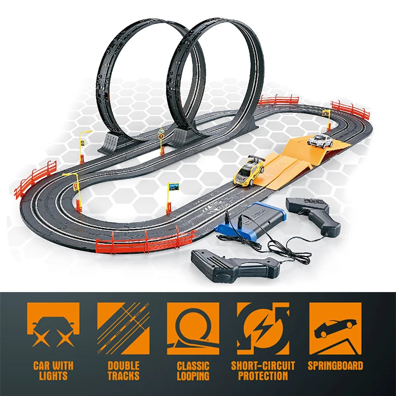 A49-9B 1/43 Scale DIY Slot Car Track Set Wholesale Hand-operate Racing Stainless Steel & Plastic Track Set 5.6 Meter
