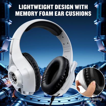 Wire Gaming Professional Sports DJ On-Ear Foldable Bass Mic HIFI Stereo Headset Headphones Microphone Wired RGB LED Leather