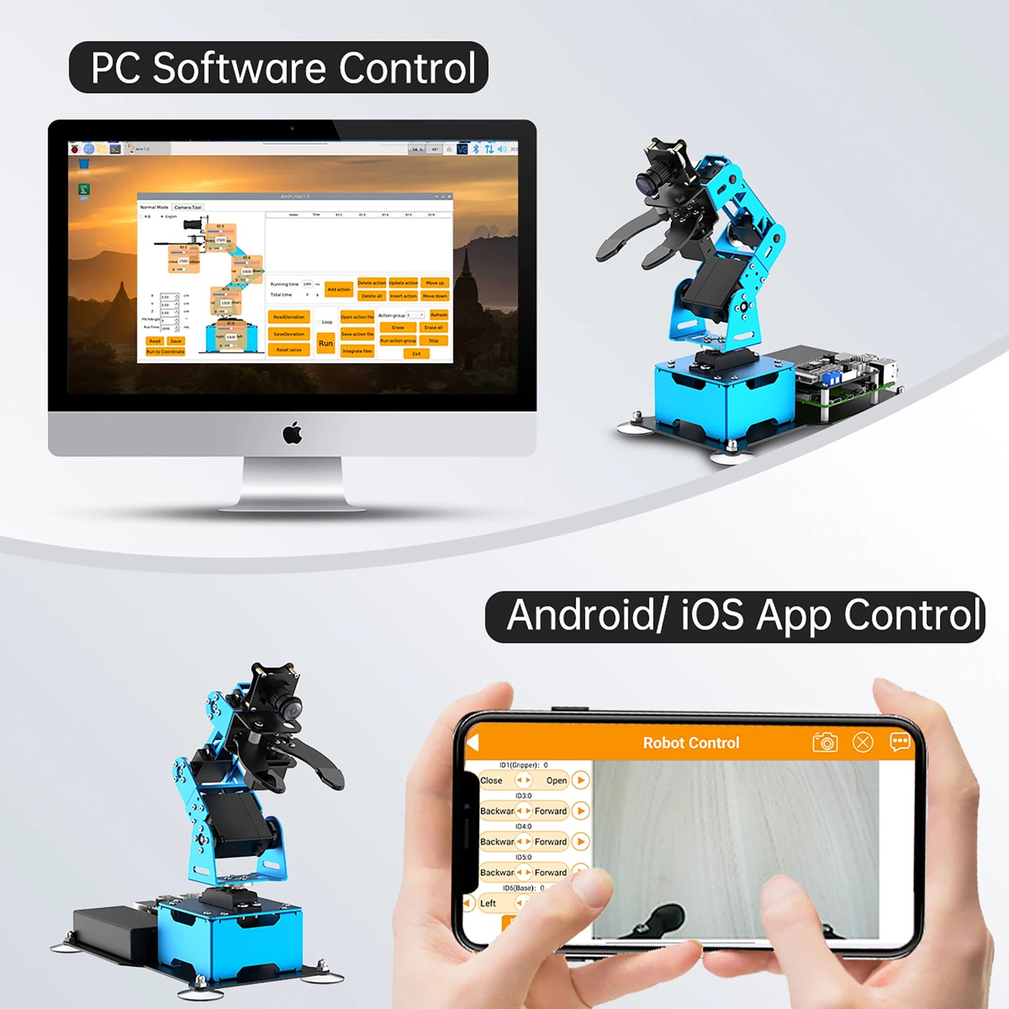 Smart AI Vision Robot Arm ArmPi Mini Powered by Raspberry Pi for Recognition, Tacking and Sorting