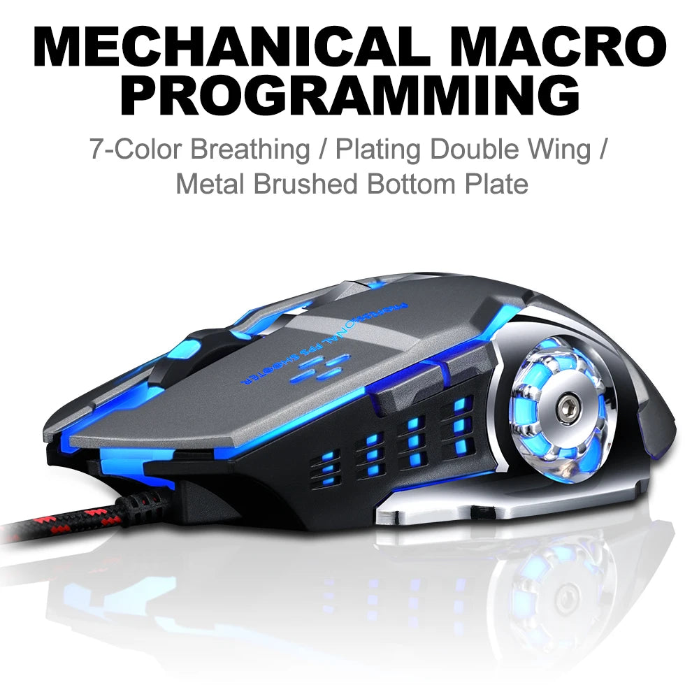 RGB Backlit Gaming Mouse Ergonomic2400DPI Vertical Gamer for PC Right Hand Orientation USB Connection