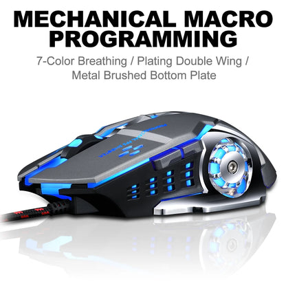 RGB Backlit Gaming Mouse Ergonomic2400DPI Vertical Gamer for PC Right Hand Orientation USB Connection