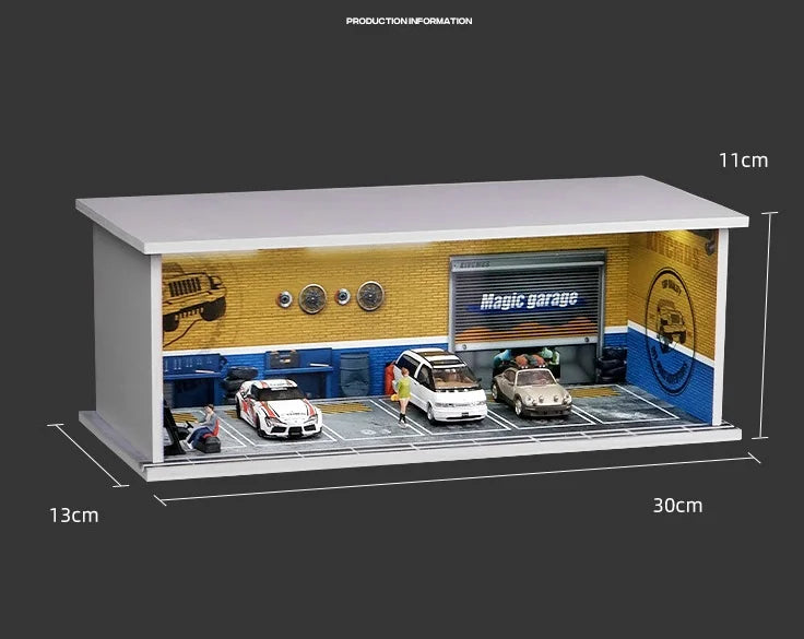 2024-11 Parking Lot 1:18 Diecast Car Model Parking Space  Solid Wood Garage Model Handmade DIY Scene Customization