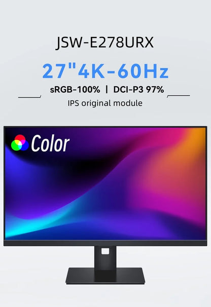 27-Inch 4K UHD Gaming Monitor - IPS Screen, 3840x2160, 60Hz, Multi-Ports (HDMI/DP/VGA)