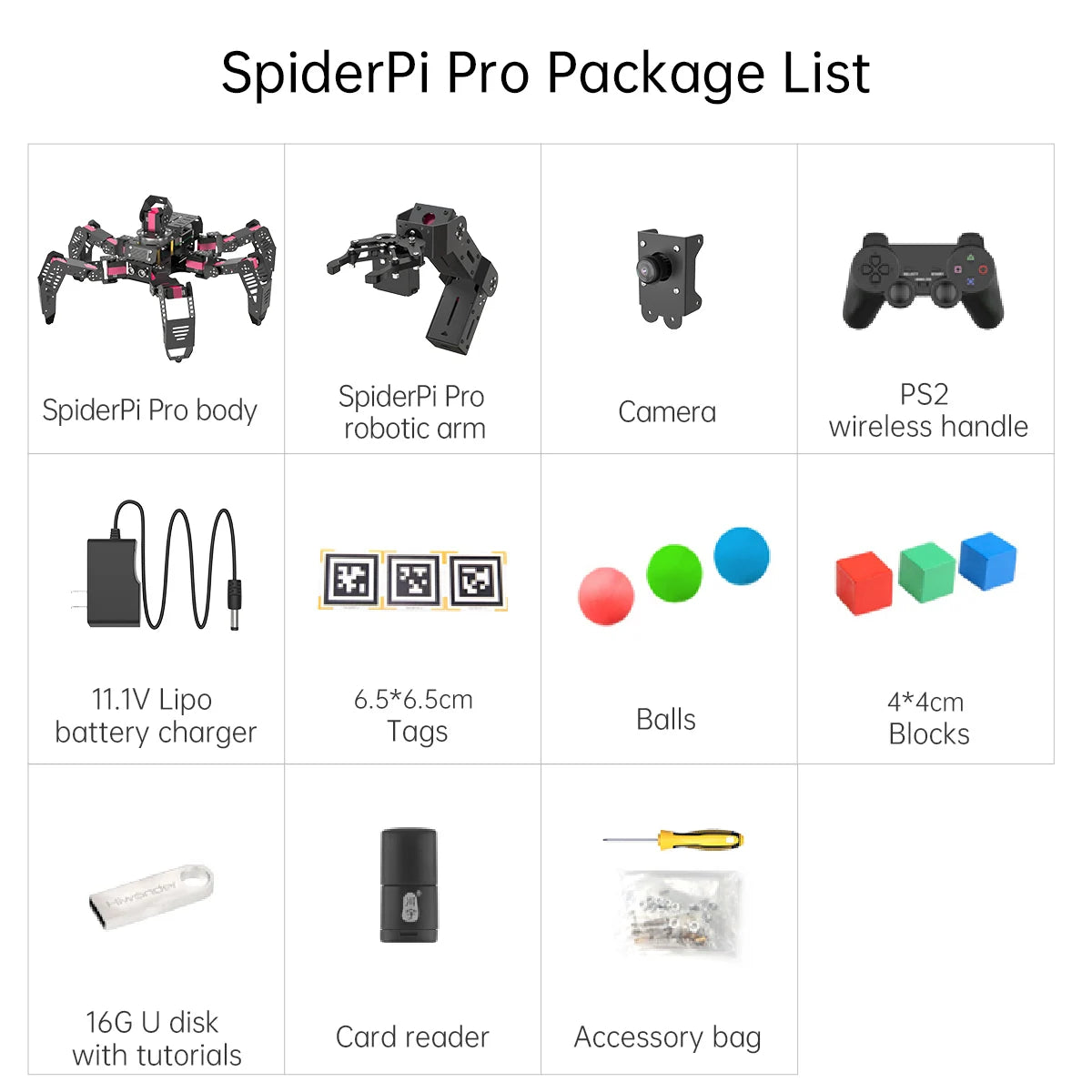 SpiderPi Pro: Hiwonder Hexapod Robot with AI Vision Robotic Arm Powered by Raspberry Pi 5