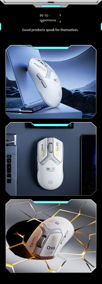 Inphic IN10 3D Ergonomic Lightweight Rechargeable for 2.4GHz Wireless Mouse Programmable 6 Buttons RGB Backlit Gaming