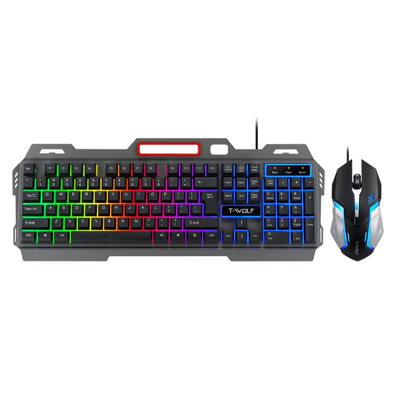 New Design RGB TF600 Gaming Keyboard and Mouse Combo,LED Backlight Mechanical Iron Feel Keyboard 4D Gaming Mouse Keyboard Set