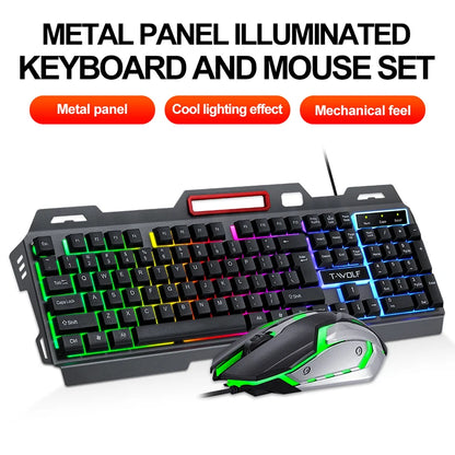 New Design RGB TF600 Gaming Keyboard and Mouse Combo,LED Backlight Mechanical Iron Feel Keyboard 4D Gaming Mouse Keyboard Set