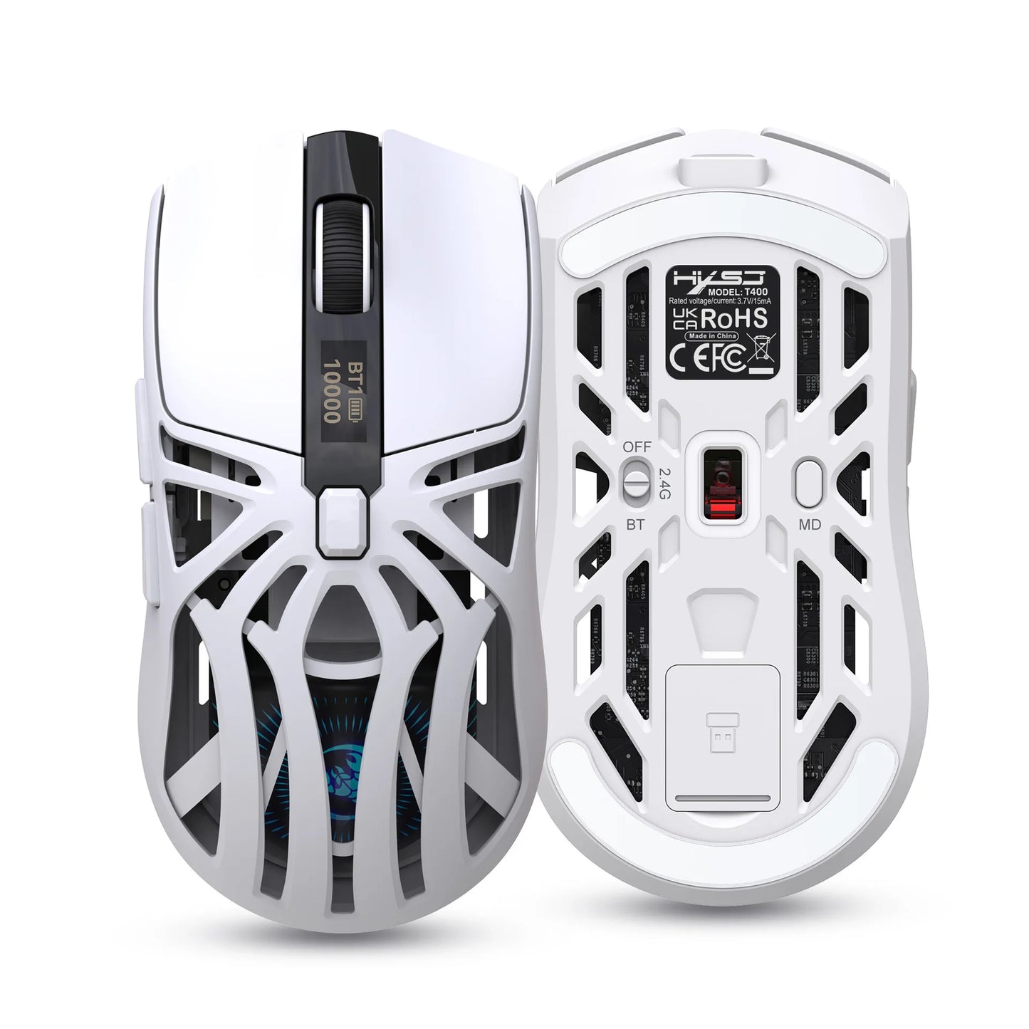 Hot 3 Mode Tri-mode Gaming Mouse Wireless Silent RGB Honeycomb Gaming Mouse Ergonomic 2.4G/BT/Wired E-sports Mice for PC