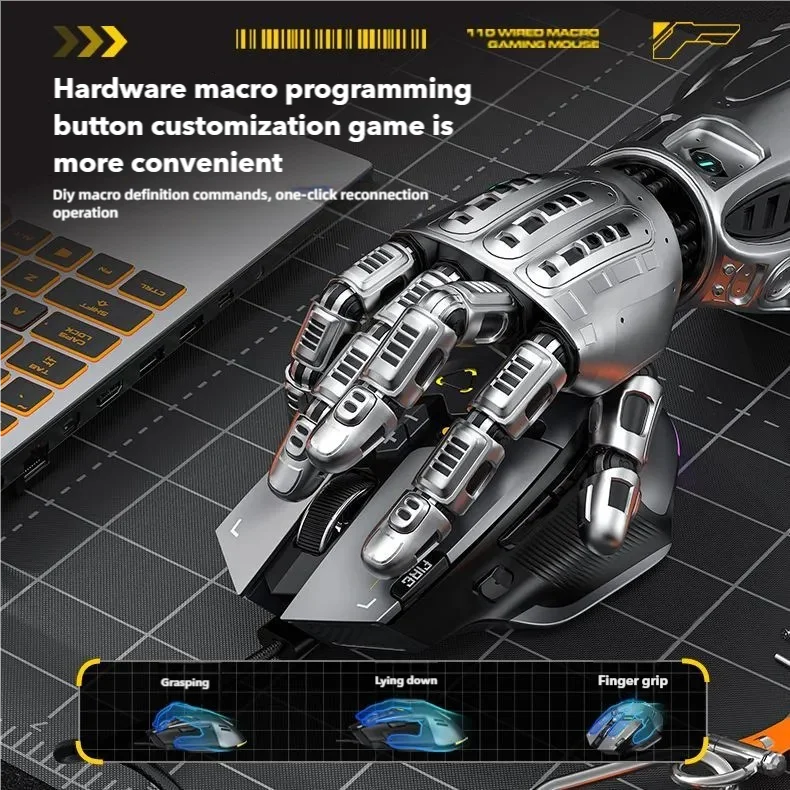 XM82 New Stock 1000 Return Rate Macro Programming Pressure Gun Mouse Game Wired Gaming Silent RGB Backlit 20000 DPI Ergonomic