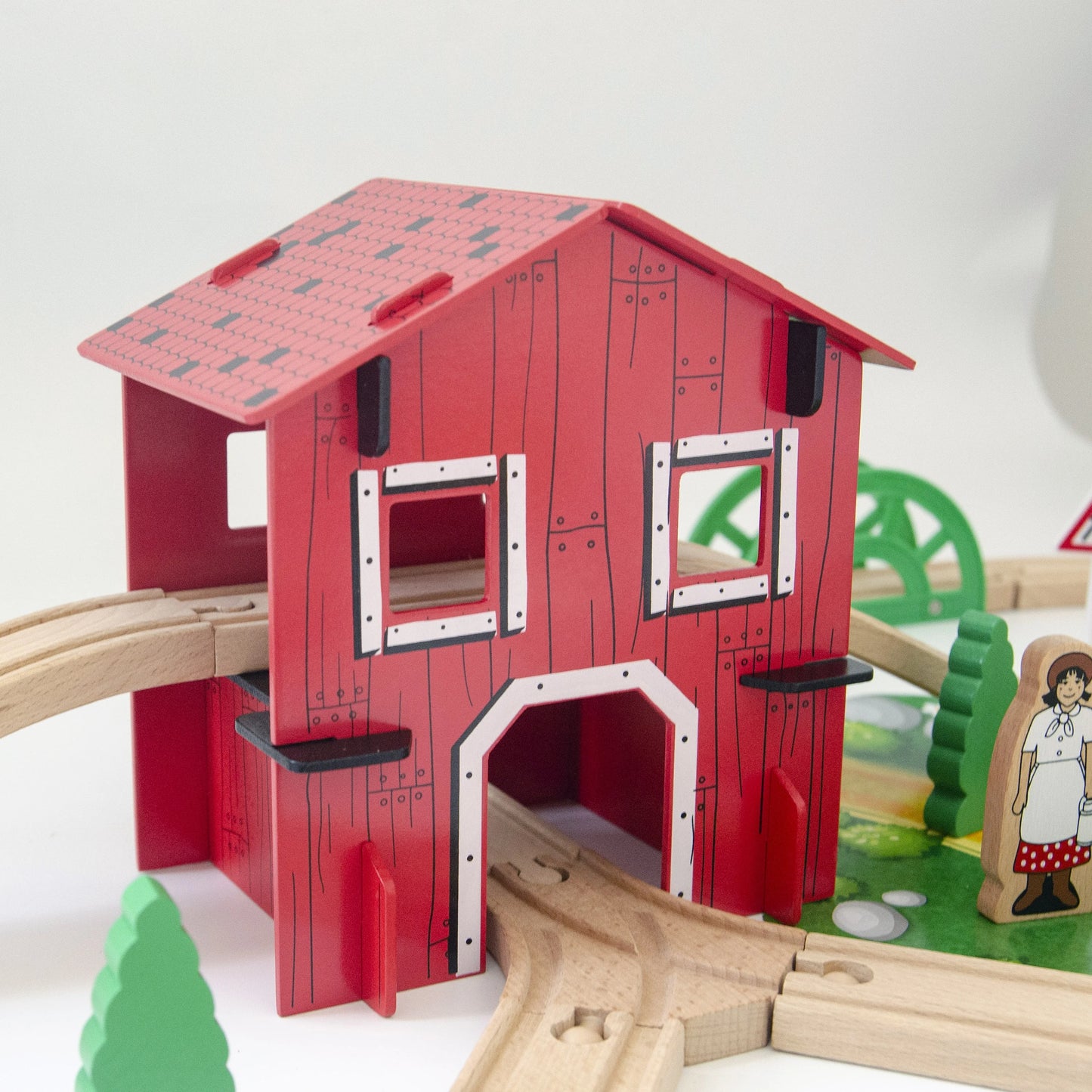 Farm Railway Wooden Train Track Set Kids' Slot Toy Train Set Toy for Kids with Wooden Toys Train