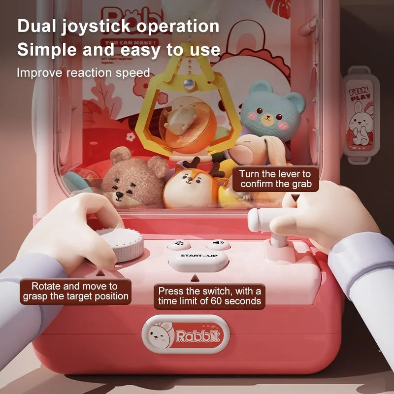 Children Grasp Doll Machine Toy Mini Electronic Clawing Doll Machine Household Electric Pinch Small Doll Twisted Egg Machine Toy