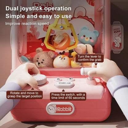 Children Grasp Doll Machine Toy Mini Electronic Clawing Doll Machine Household Electric Pinch Small Doll Twisted Egg Machine Toy