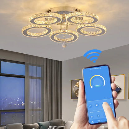 Modern 3500K LED Crystal Smart Lighting Ceiling Light for Living Room