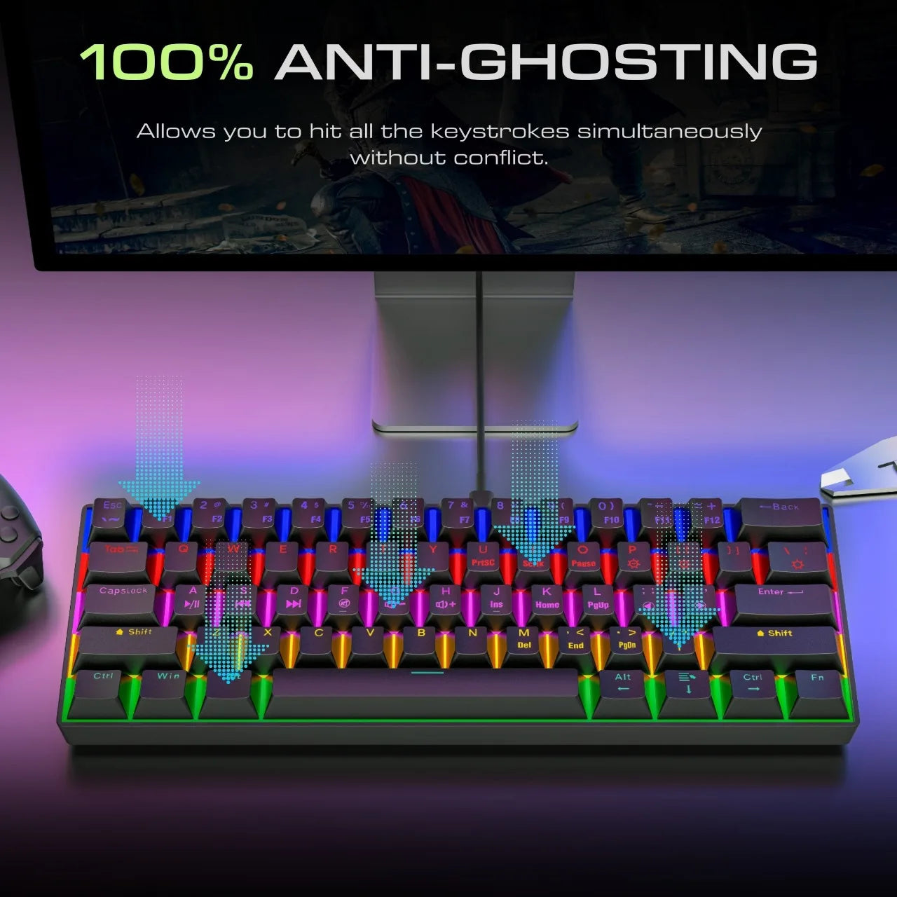 CK23 61-key Three-mode Mechanical Mini Keyboard Brown Switch E-sports Gaming Keyboard