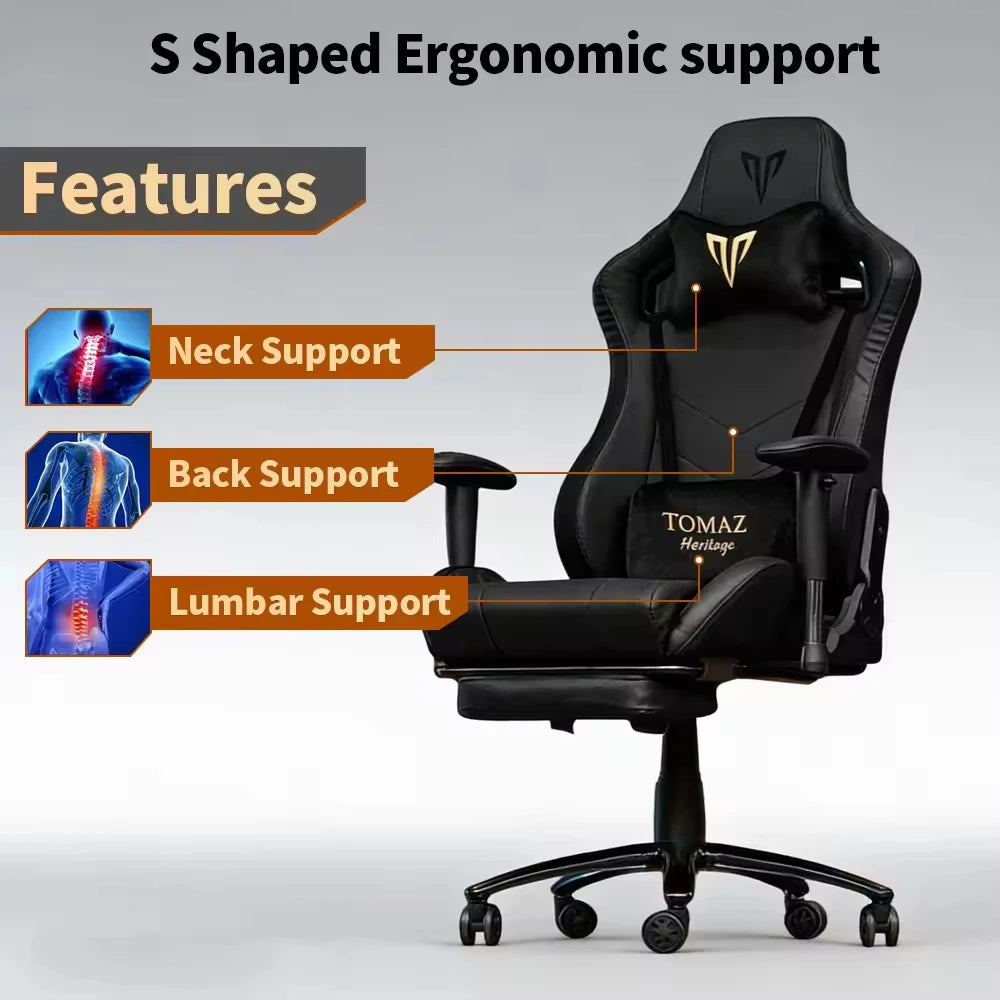 Computer Gaming Tomaz High Quality Customized Brown Ergonomic Computer Desk Reclining Gamer Seat Height Adjustment Feature