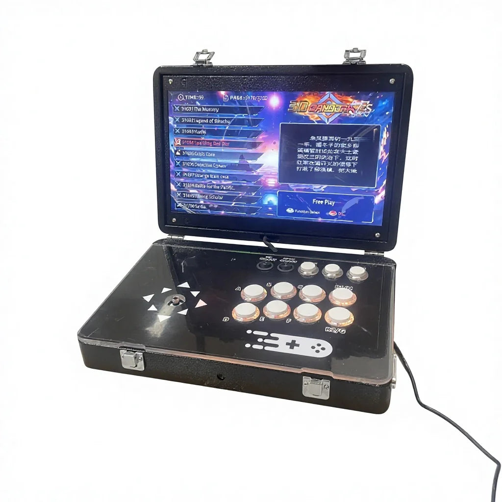 Custom 14-inch Screen Portable Folding DJ Game Machine Joystick Gaming Box Barton Retro Entertainment Game Machine KUBIXION