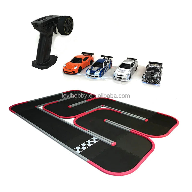 LVH RC 1:43 Scale 4WD 2.4G Remote-Controlled Plastic Racing Car for Adult Leisure Parties with Alkaline AAA Battery