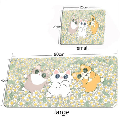Kawaii Black Cat Mousepad Xxl PC Gaming Mouse Pads Gamer Mats Teclado Pad Mat Laptop Office Carpet 900X400