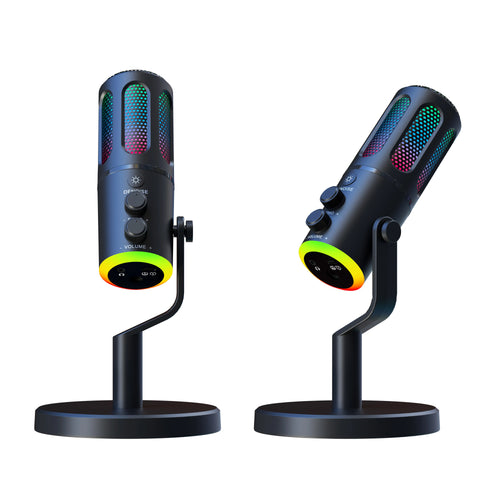 USB C Conference Codeless RGB Microphone Gaming with Gain 192KHz/24Bit Vocal Condenser Cardioid Podcast MIC for Android Phone