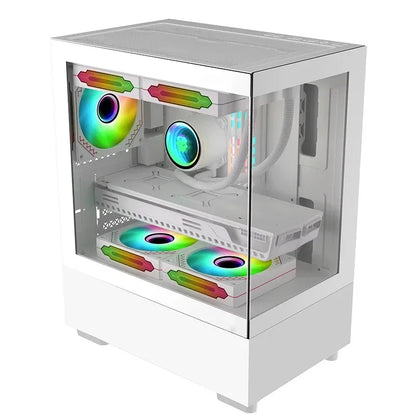 GAMDIAS ATX Mid-Tower Gaming PC Case Includes 3 X 120mm ARGB Fans High Airflow Mesh Audio Ports Front Tempered Glass Side Panel
