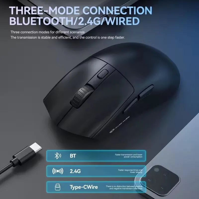 Dark Alien X1 PAW3311 2.4G Wireless E-Sports Mouse Three Modes Ergonomic Gaming Mouse with Magnetic Charging Dock RGB Light
