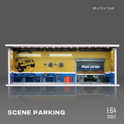 2024-11 Parking Lot 1:18 Diecast Car Model Parking Space  Solid Wood Garage Model Handmade DIY Scene Customization
