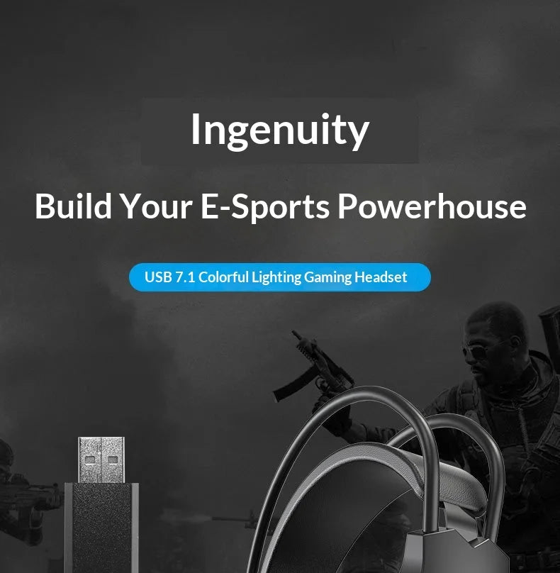 Cross-border Spot E-Sports Over-Ear Gaming 7.1 Surround Sound Active Noise Cancellation (ANC) 2m Cord Over-ear Headphones