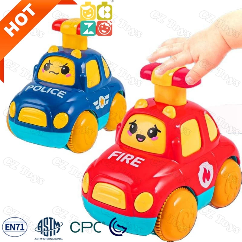 CZ Factory Children Inertial Pull Back Boys Press the Car Puzzle 3-inertial Back Police Car Ambulance Fire Engine Toy Kid Gift