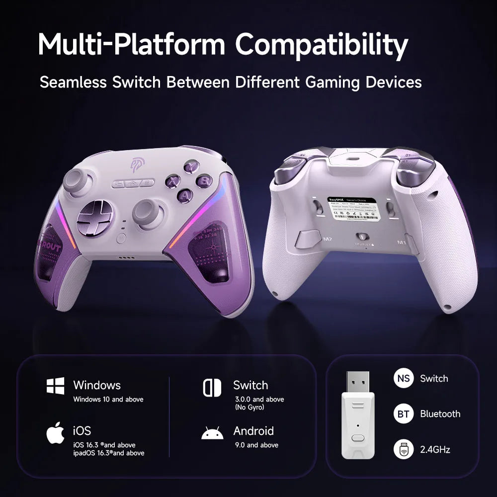 EasySMX D10 Wireless Gaming Controller Wireless Gamepad Compatible with PC/NS/TV/Phone/Steam, TMR Stick Joystick Micro Triggers