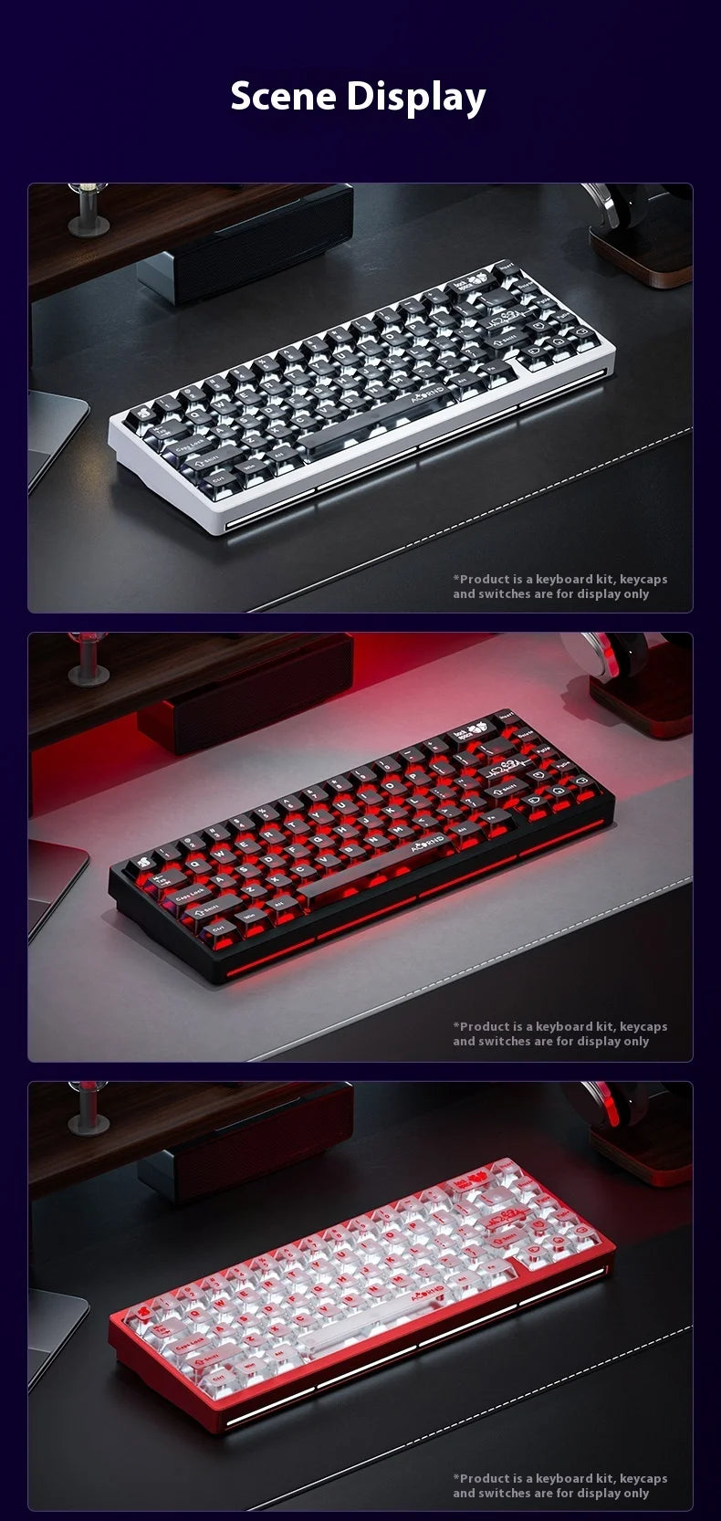 Weikav Nut65 Tri-Mode 6000mAh Mechanical Gaming Keyboard Kit QWERTY Wired/Wireless ARGB Rhythm DIY AO&EP Sound Reactive Lighting
