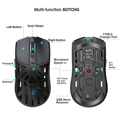 Hot 3 Mode Tri-mode Gaming Mouse Wireless Silent RGB Honeycomb Gaming Mouse Ergonomic 2.4G/BT/Wired E-sports Mice for PC