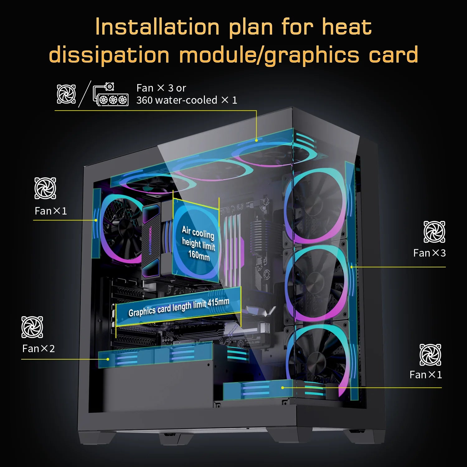 Factory OEM Custom Computer PC Case Game CPU Case Gaming ATX Motherboard with RGB Fan Cabinet Colorful PC Chassis Towers Cooler