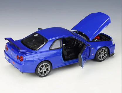 Welly 1:24 Skyline GT-R R34 Imitation Alloy Car Model Toy Collection Diecast Toy Vehicles