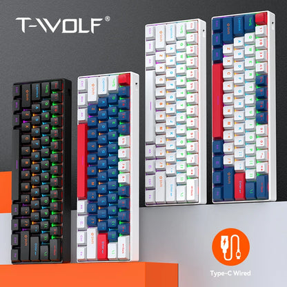 Full Keys Hotswappable Russian Layout Mechanical Keyboard Gaming Customized OEM Keyboard 63keys TKL Wired Keyboard for PC Laptop