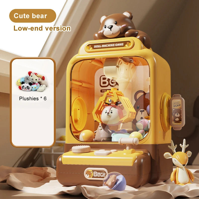 Children Grasp Doll Machine Toy Mini Electronic Clawing Doll Machine Household Electric Pinch Small Doll Twisted Egg Machine Toy