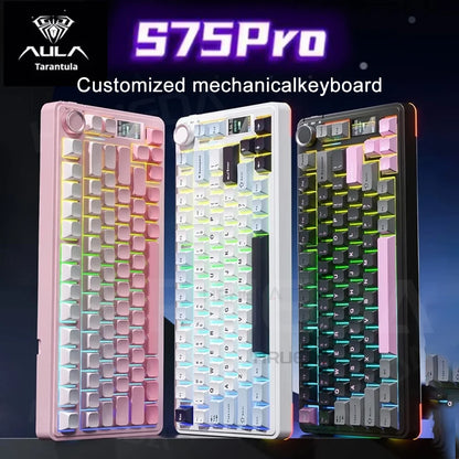 Aula S75Pro Gaming Triple-Mode Smart Screen Mechanical Keyboard